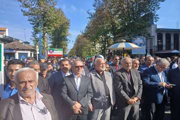  حضور جامعه بزرگ دانشگاه علوم پزشکی گیلان در راهپیمایی سیزده آبان